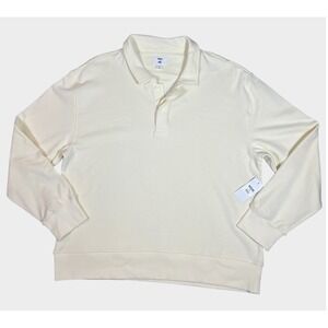 NWT MODE ON ONE Mens Cream Long Sleeve Wool Blend Polo Sweatshirt Size XL‎